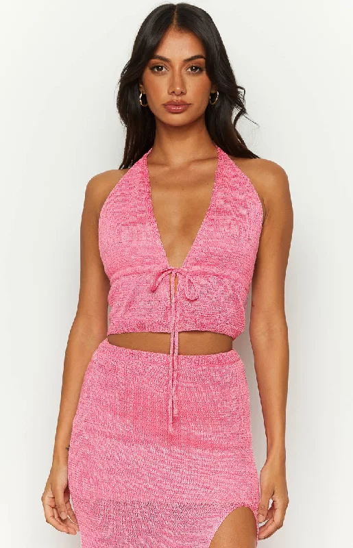 Value Deals Otto Pink Knit Crop Top