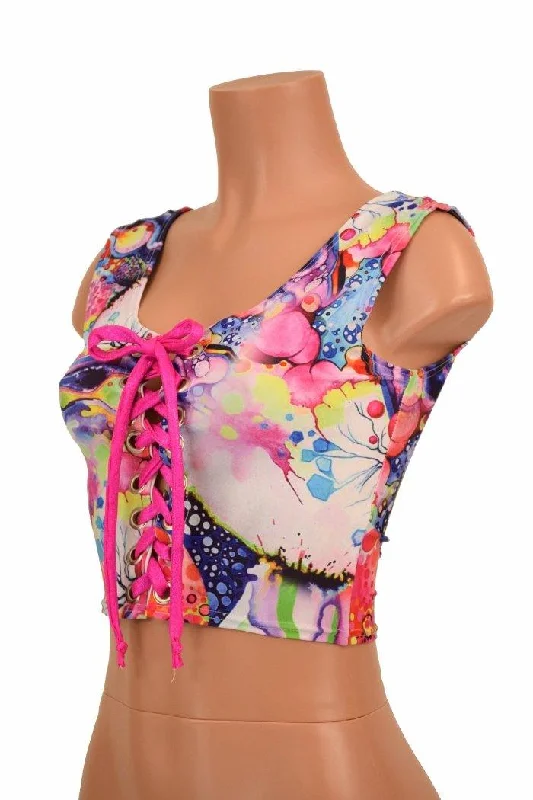 Super Savings Dreamscape Lace Up Crop Tank