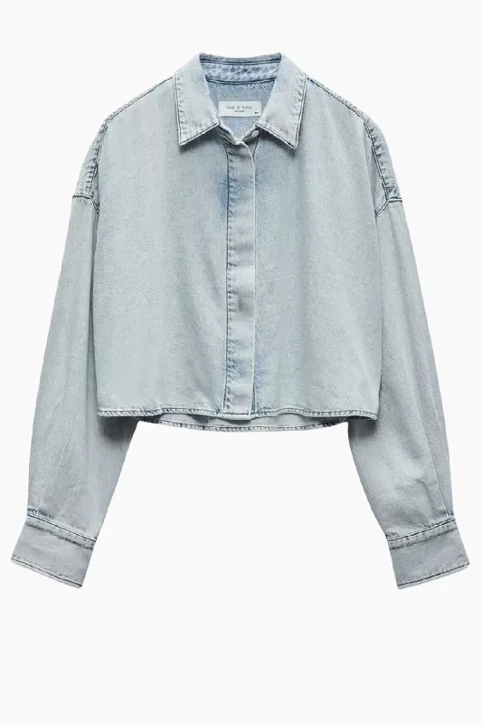 Daily Deals Rag & Bone Ultra Featherweight Beatrice Cropped Shirt - Raquel